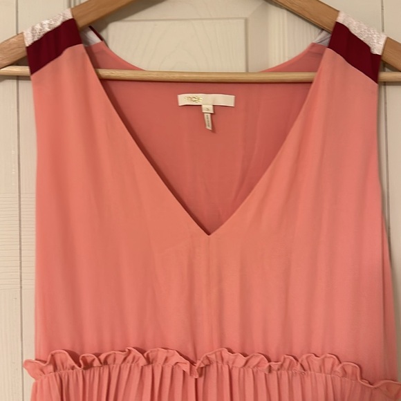 Maje Lace-trimmed pleated striped crepe midi dress size 3 (large) - Picture 7 of 12